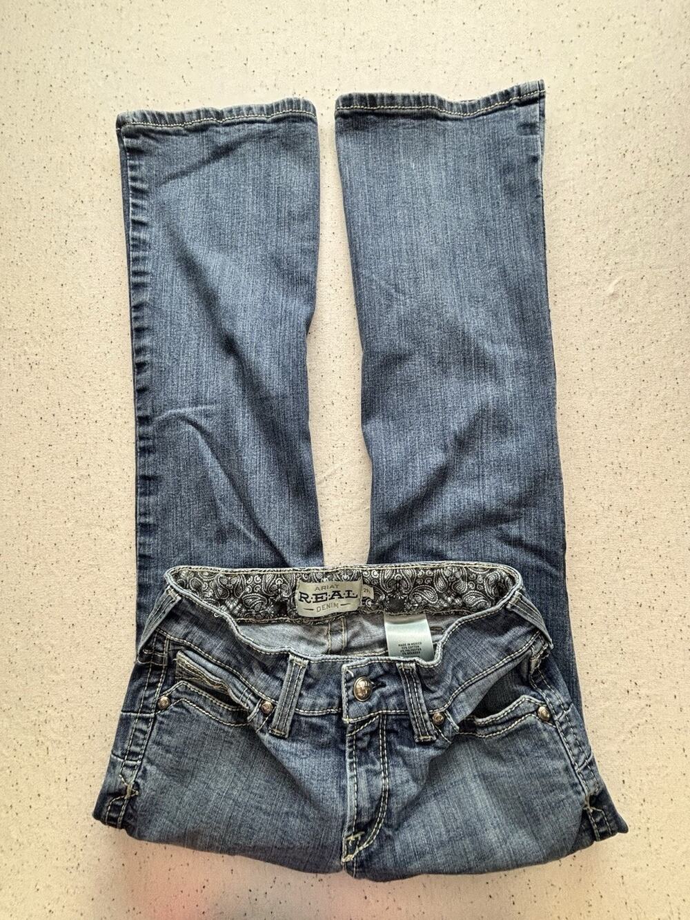 Ariat REAL Denim Womens Mid Rise Bootcut Jeans 29S Medium Wash Stretch Riding